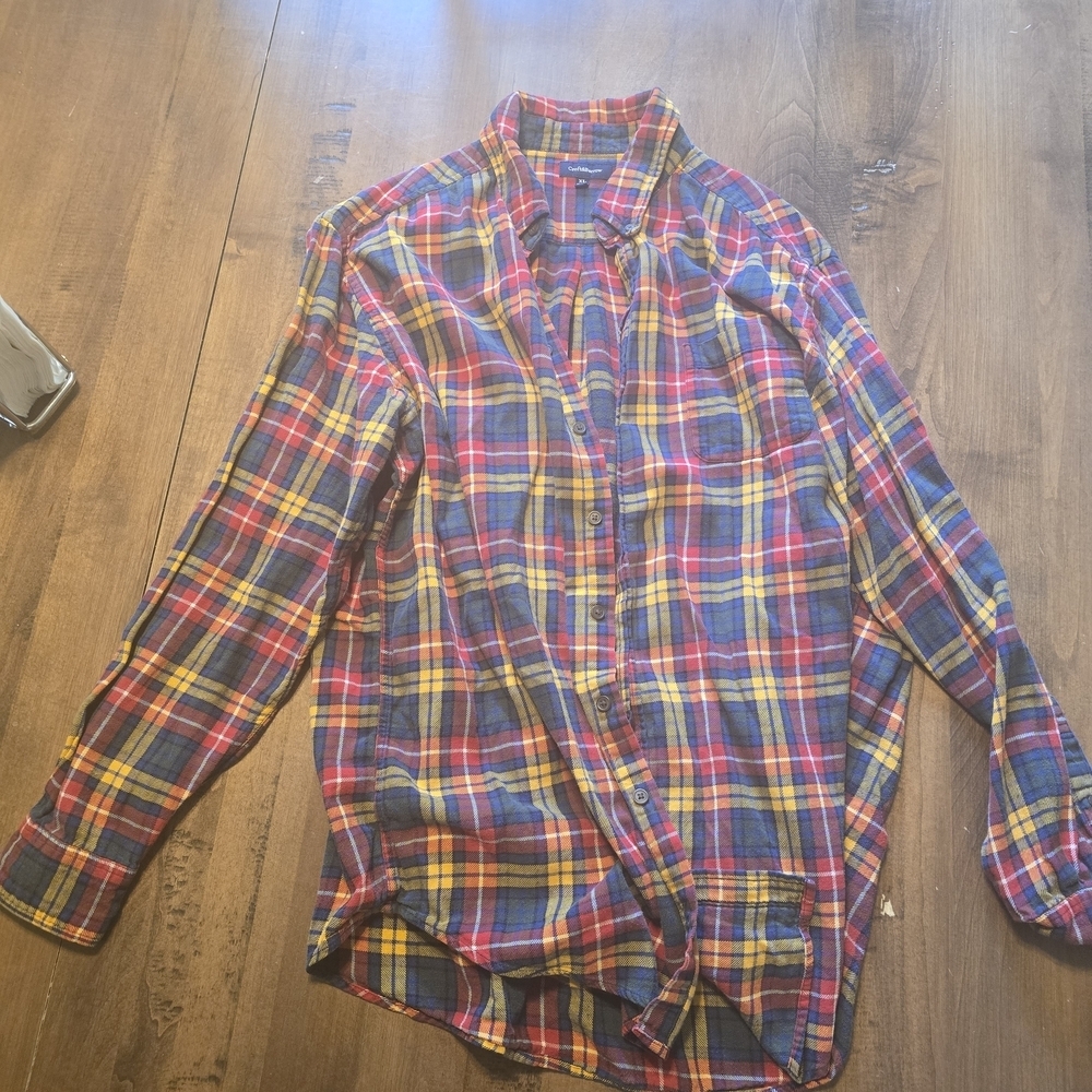 Croft & Barrow Madras Flannel Button Up Shirt Mens Size XL - Picture 3 of 4
